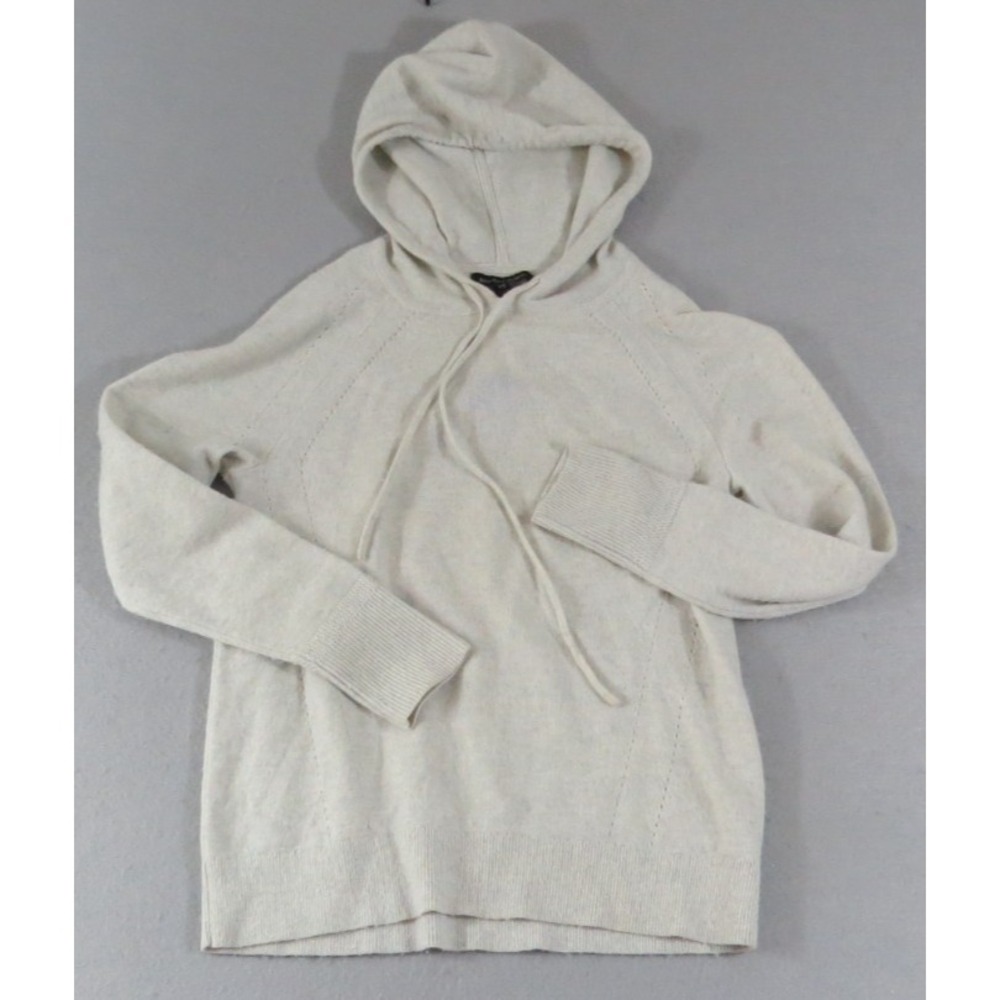 Banana Republic Merino Wool Cashmere Blend Knit Ivory Hooded Sweater Women's XS‎